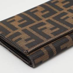 Fendi Tobacco Zucca Canvas Flap Continental Wallet