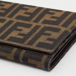Fendi Tobacco Zucca Canvas Flap Continental Wallet