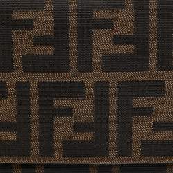 Fendi Tobacco Zucca Canvas Flap Continental Wallet
