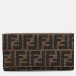 Fendi Tobacco Zucca Canvas Flap Continental Wallet