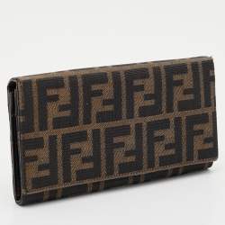 Fendi Tobacco Zucca Canvas Flap Continental Wallet