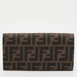 Fendi Tobacco Zucca Canvas Flap Continental Wallet