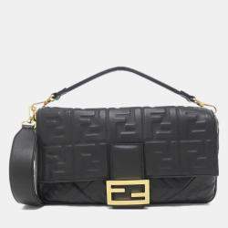 Fendi Baguette Large Black Lambskin Handbag