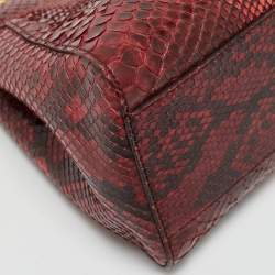 Fendi Red/Beige Python Mini Peekaboo Top Handle Bag