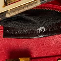 Fendi Red/Beige Python Mini Peekaboo Top Handle Bag