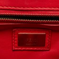 Fendi Red/Beige Python Mini Peekaboo Top Handle Bag