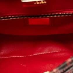 Fendi Red/Beige Python Mini Peekaboo Top Handle Bag
