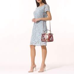 Fendi Red/Beige Python Mini Peekaboo Top Handle Bag