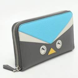 Fendi Multicolor Patchwork Leather Monster Eye Zip Around Wallet