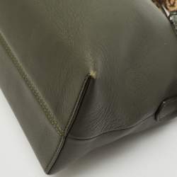 Fendi Dark Green/Beige Leather and Snakeskin Trim Medium By The Way Bag