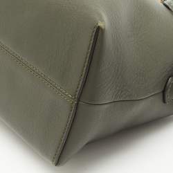 Fendi Dark Green/Beige Leather and Snakeskin Trim Medium By The Way Bag