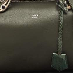 Fendi Dark Green/Beige Leather and Snakeskin Trim Medium By The Way Bag