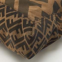 Fendi Tobacco Zucca Canvas and Leather Maxi Baguette Flap Shoulder Bag