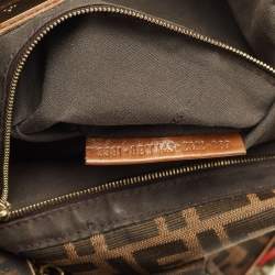 Fendi Tobacco Zucca Canvas and Leather Maxi Baguette Flap Shoulder Bag
