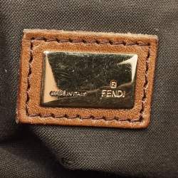 Fendi Tobacco Zucca Canvas and Leather Maxi Baguette Flap Shoulder Bag