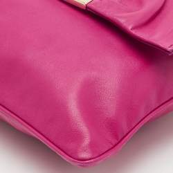 Fendi Pink Leather Flap Shoulder Bag