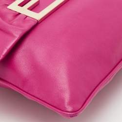 Fendi Pink Leather Flap Shoulder Bag