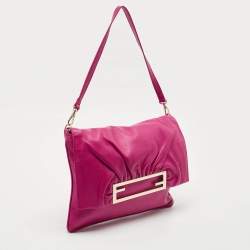 Fendi Pink Leather Flap Shoulder Bag