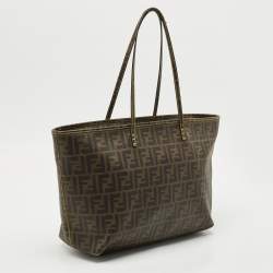 Fendi Tobacco Zucca Coated Canvas Medium Roll Shopper Tote