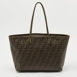 Fendi Tobacco Zucca Coated Canvas Medium Roll Shopper Tote