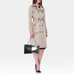 Pre Owned Fendi Silver/Black Leather Grande Chain Pochette