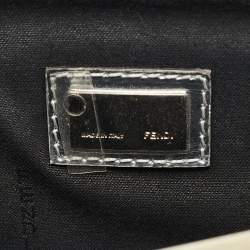 Pre Owned Fendi Silver/Black Leather Grande Chain Pochette