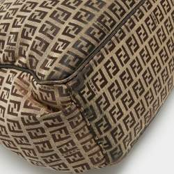 Pre Owned Fendi Brown Zucchino Canvas Changing  Shoulder Bag