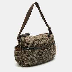 Pre Owned Fendi Brown Zucchino Canvas Changing  Shoulder Bag