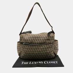 Pre Owned Fendi Brown Zucchino Canvas Changing  Shoulder Bag