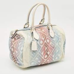 Pre Owned Fendi Multicolor Zucca Fabric and Patent Leather Boston Bag