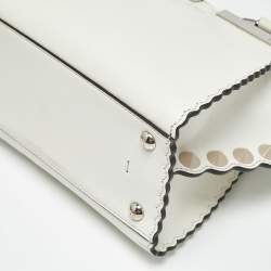 Pre Owned Fendi White Leather Petite Studded 3Jours Tote