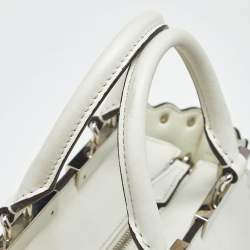Pre Owned Fendi White Leather Petite Studded 3Jours Tote