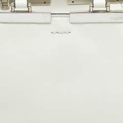 Pre Owned Fendi White Leather Petite Studded 3Jours Tote