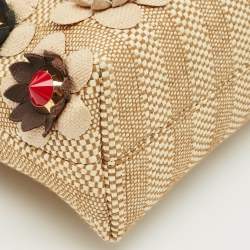 مملوكة مسبقًا Fendi Beige/Natural Raffia Mini Applique By The Way Crossbody Bag