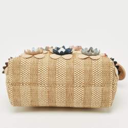 مملوكة مسبقًا Fendi Beige/Natural Raffia Mini Applique By The Way Crossbody Bag