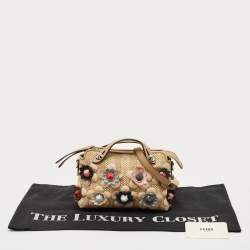 مملوكة مسبقًا Fendi Beige/Natural Raffia Mini Applique By The Way Crossbody Bag