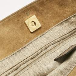 Pre Owned Fendi Tobacco/Red Pequin Stripe Canvas and Leather Hobo