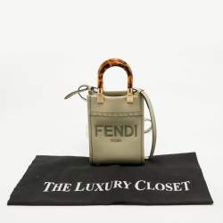 Pre Owned Fendi Light Green Leather Mini Sunshine Tote
