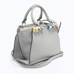 Pre Owned Fendi Grey Leather Mini Studded 3Jours Tote