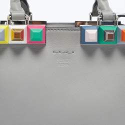 Pre Owned Fendi Grey Leather Mini Studded 3Jours Tote