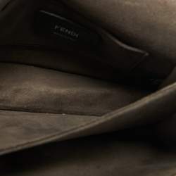 Pre Owned Fendi Silver Leather Small Scalloped Kan I Shoulder Bag