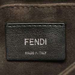 Pre Owned Fendi Silver Leather Small Scalloped Kan I Shoulder Bag