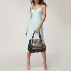 Pre Owned Fendi Gold/Black Selleria Leather Hobo