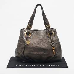Pre Owned Fendi Gold/Black Selleria Leather Hobo