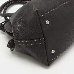 Pre Owned Fendi Dark Brown Selleria Leather Adel Frame Satchel