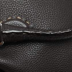 Pre Owned Fendi Dark Brown Selleria Leather Adel Frame Satchel