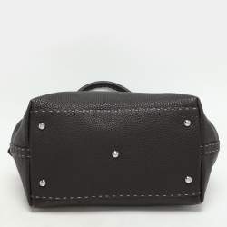 Pre Owned Fendi Dark Brown Selleria Leather Adel Frame Satchel