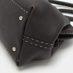 Pre Owned Fendi Dark Brown Selleria Leather Adel Frame Satchel