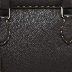 Pre Owned Fendi Dark Brown Selleria Leather Adel Frame Satchel