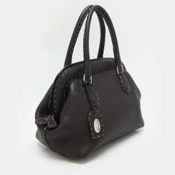 Pre Owned Fendi Dark Brown Selleria Leather Adel Frame Satchel